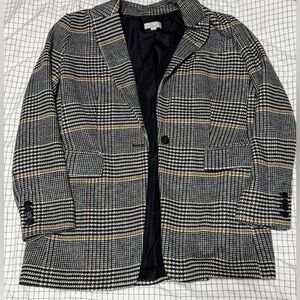 LOFT Houndstooth Blazer with Yellow Accents